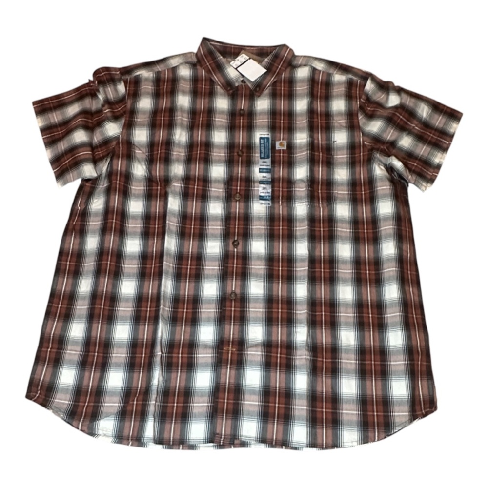 Carhartt 103550 220 Relaxed Fit Plaid Button Down Short Sleeve 2XL